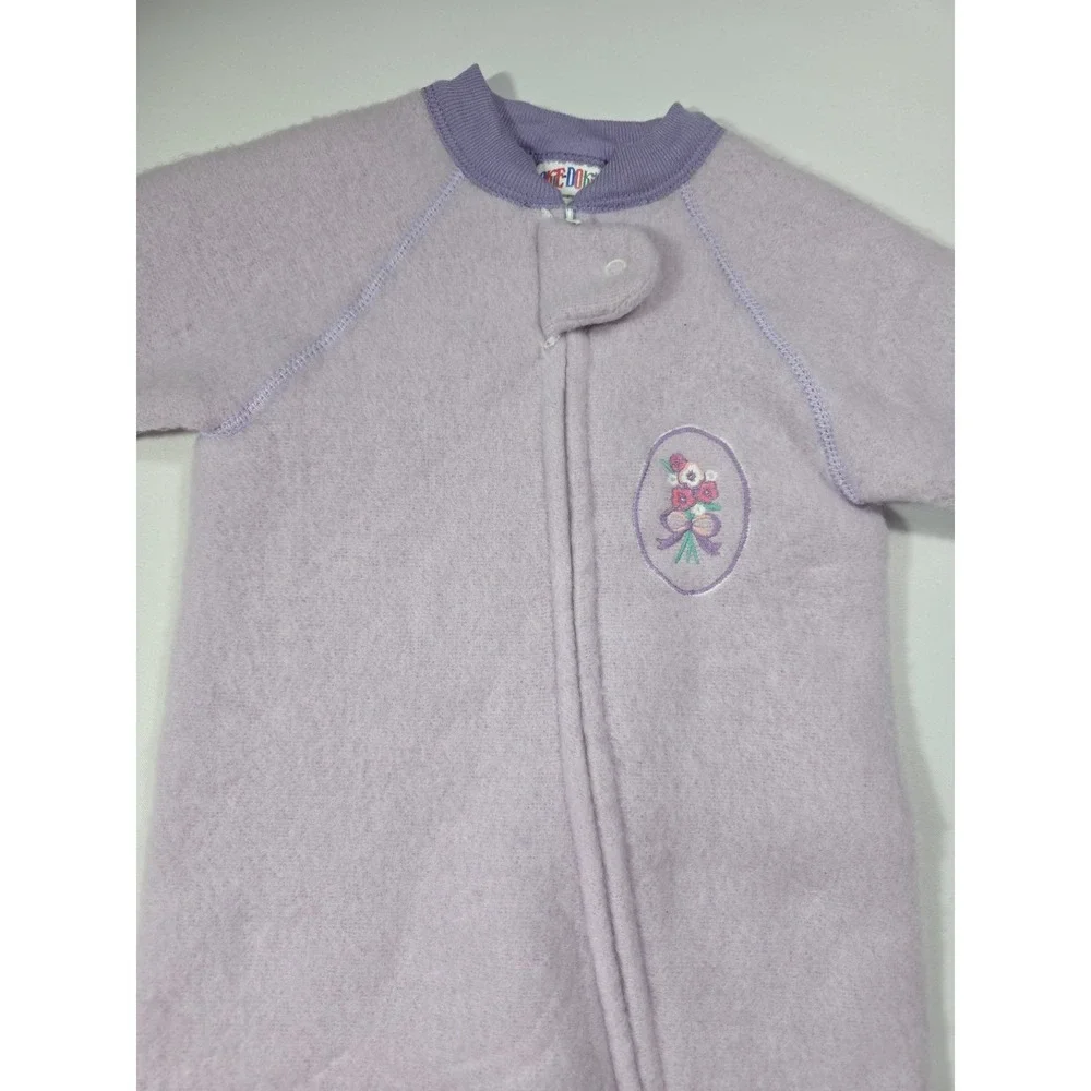 Vintage 90s Okie Dokie Baby Fleece Footed Sleeper 12M NWT USA Pink